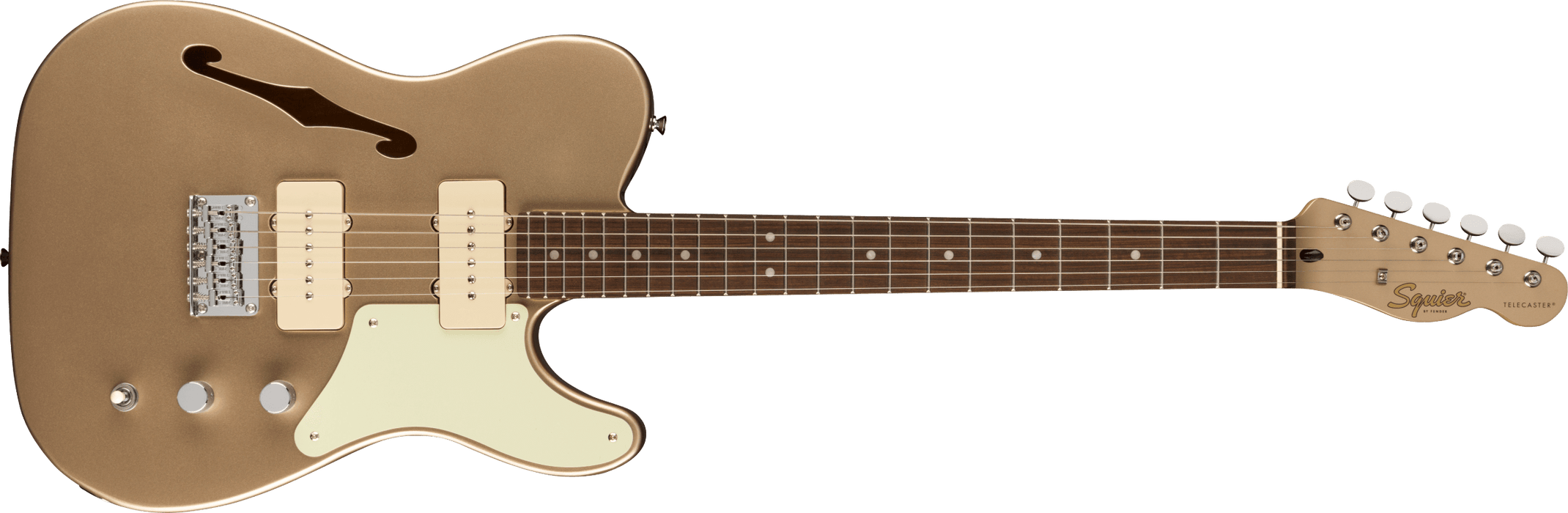 Squier FSR Paranormal Cabronita Telecaster® Thinline, Laurel Fingerboard, Mint Pickguard, Matching Headstock, Shoreline Gold - Guitar Warehouse