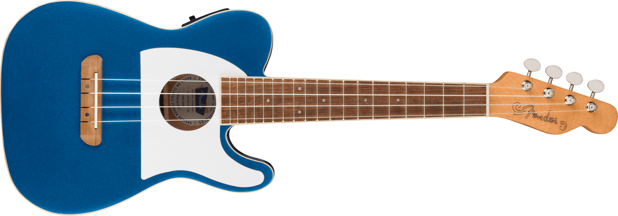 Fender Fullerton Tele® Uke, Walnut Fingerboard, White Pickguard, Lake Placid Blue - Guitar Warehouse