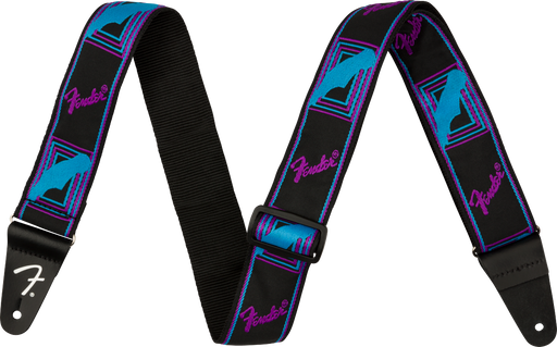 Fender® Neon Monogrammed Strap, Blue and Purple, 2" - Guitar Warehouse