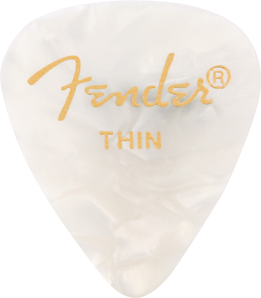 Premium Celluloid 351 Shape Picks, Thin, White Moto, 12-Pack - Guitar Warehouse
