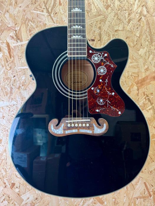 Pre-owned 2015 Epiphone EJ-200SCE Stereo Cutaway Electro Acoustic - Black