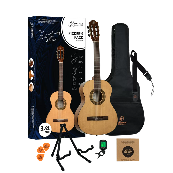 Ortega Starter Pickers 3/4 Size Starter Outfit - Bag, Tuner, Stand, Pick & Strap Included