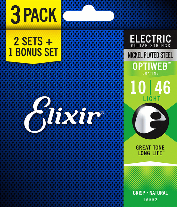 Elixir - Electric Optiweb Light Strings 10 - 46 - Pack of 3