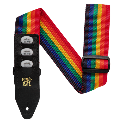 ERNIE BALL PICK HOLDER GUITAR STRAP - RAINBOW - Guitar Warehouse