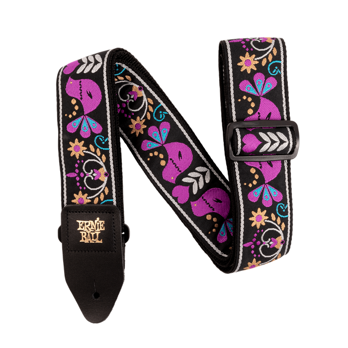 Ernie Ball Jacquard Guitar Strap - Purple Bird Lupin Jacquard