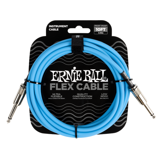 Ernie Ball Flex Instrument Cable - 10ft Blue - Guitar Warehouse
