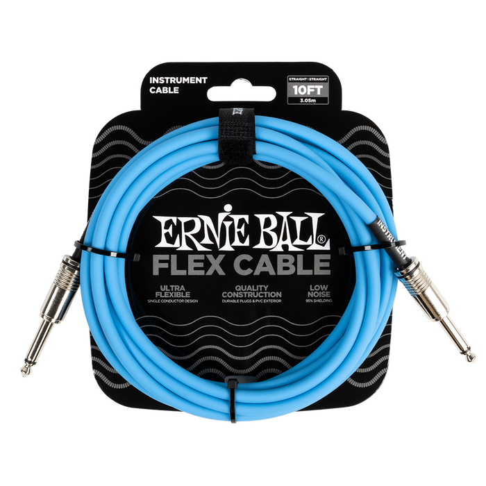 Ernie Ball Flex Instrument Cable - 10ft Blue - Guitar Warehouse