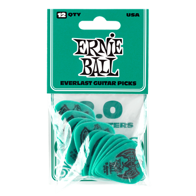 Ernie Ball 2.00mm Teal Everlast Picks 12 Pack - Guitar Warehouse