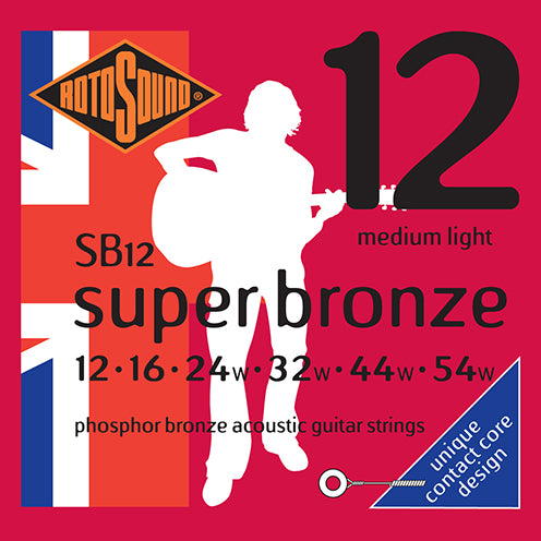 Rotosound Super Bronze Phosphor Bronze Acoustic Guitar Strings - Medium Light 12-54 - Guitar Warehouse