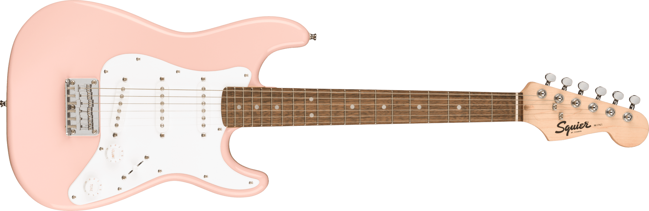 Fender Squier Mini Stratocaster®, Laurel Fingerboard, Shell Pink - Guitar Warehouse