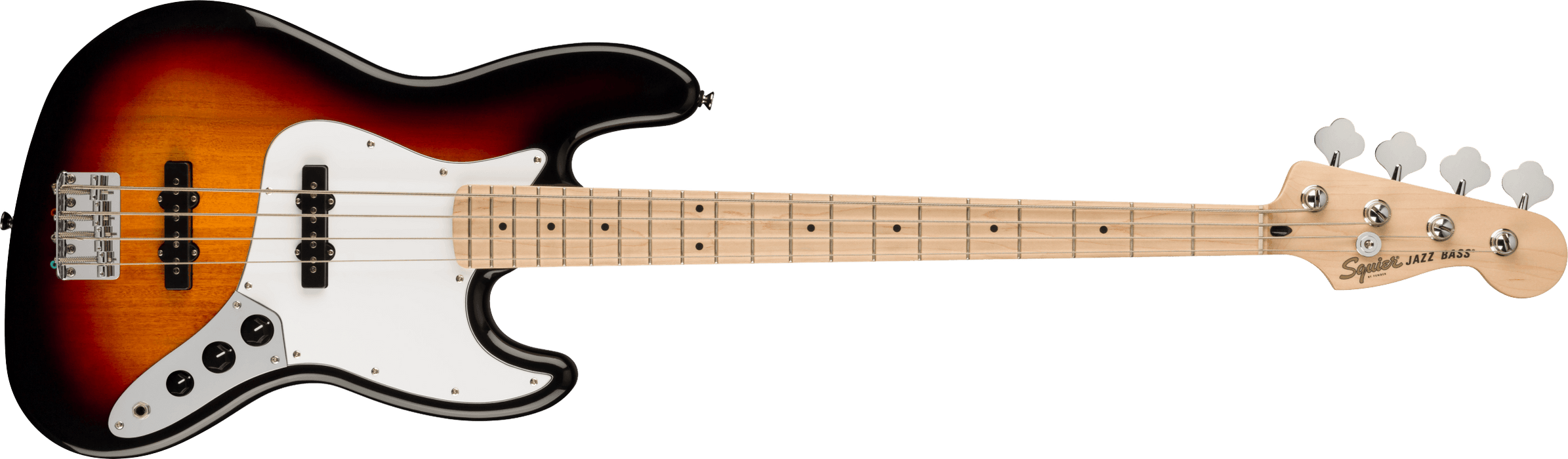 Fender Squier Affinity Series™ Jazz Bass®, Maple Fingerboard, White Pickguard, 3-Color Sunburst - Guitar Warehouse