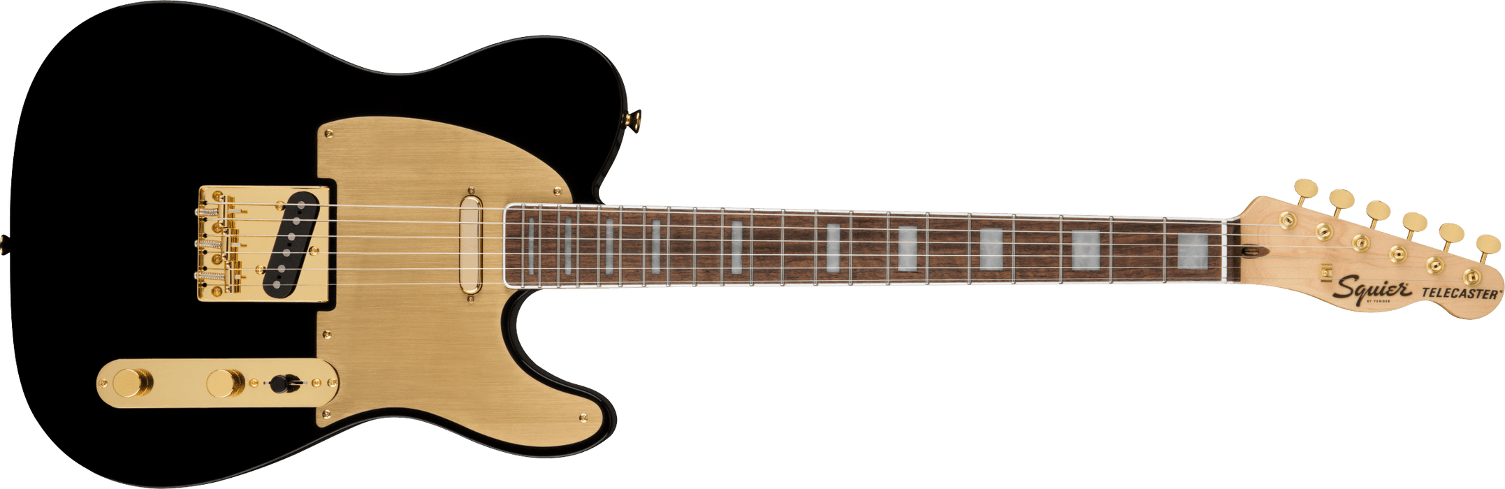 Fender Squier 40th Anniversary Telecaster®, Gold Edition, Laurel Fingerboard, Gold Anodized Pickguard, Black - Guitar Warehouse