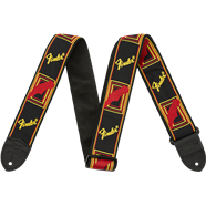 Fender® 2" Monogrammed Strap, Black/Yellow/Red - Guitar Warehouse