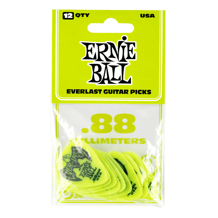 Ernie Ball 0.88mm Green Everlast Picks 12 Pack - Guitar Warehouse
