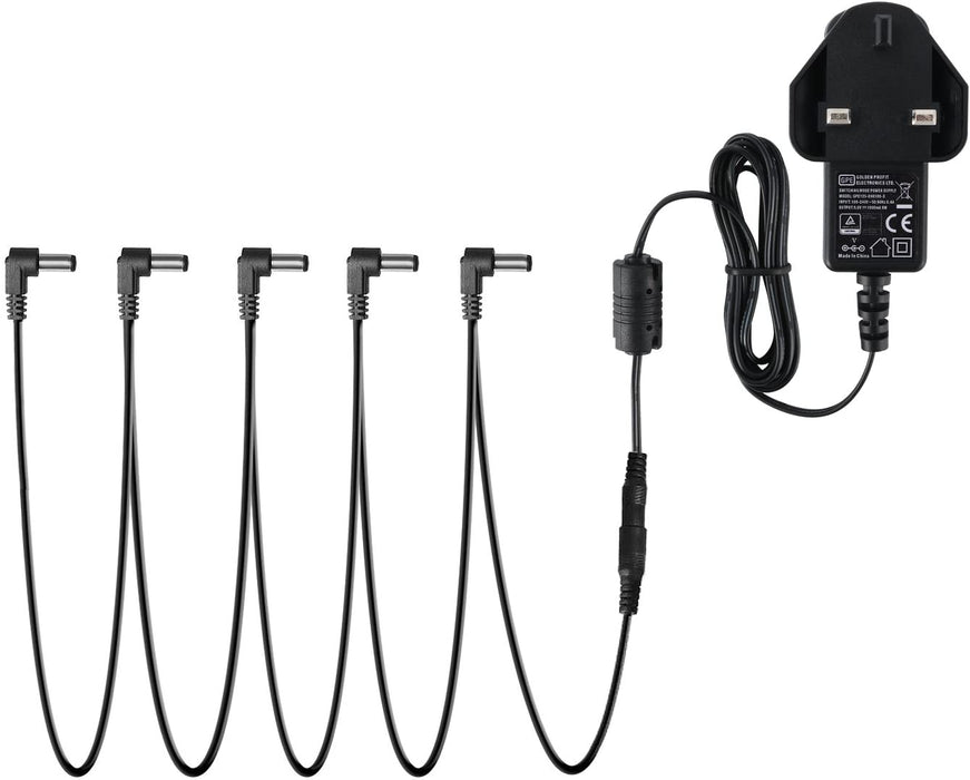 Pedal Daisy Chain 5 Pedal/Stompbox Power Supply 9v DC - Guitar Warehouse