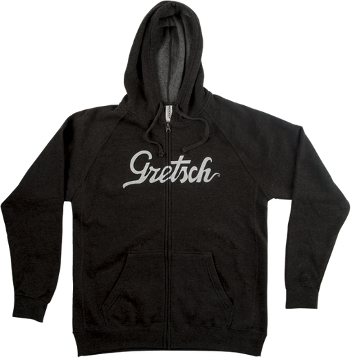 Gretsch® Script Logo Zipped Hoodie, Gray - Guitar Warehouse