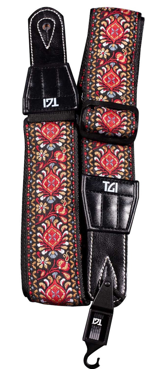 TGI Guitar Strap Woven Cotton Persian Stitch - Red - Guitar Warehouse