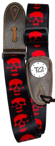 Black & Red Skull Guitar Strap - TGI - Guitar Warehouse