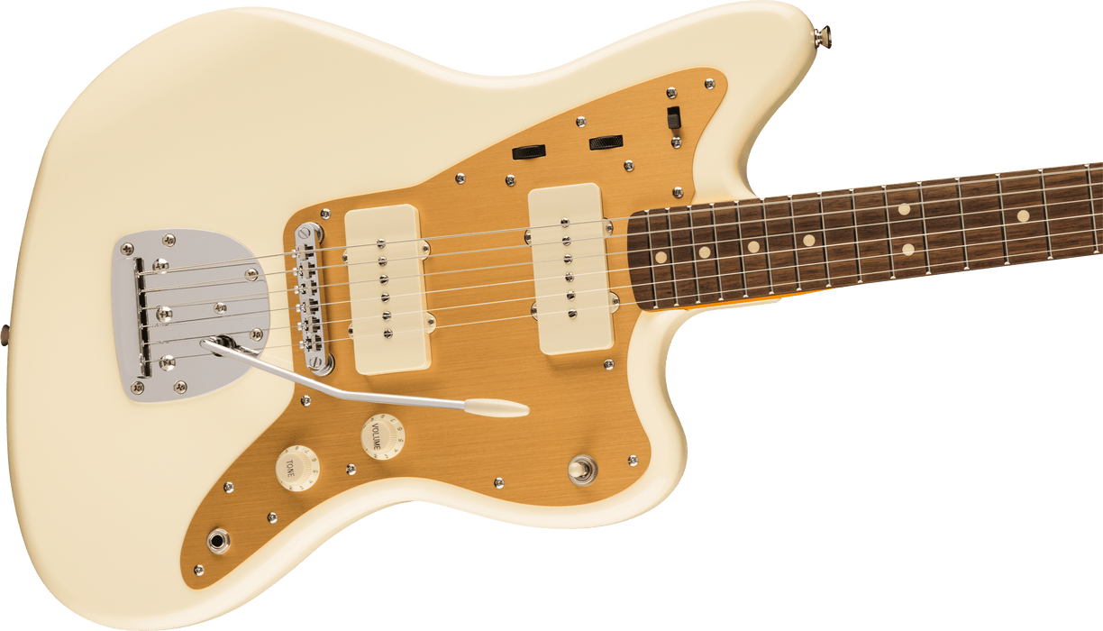 Fender Squier J Mascis Jazzmaster®, Laurel Fingerboard, Gold Anodized Pickguard, Vintage White