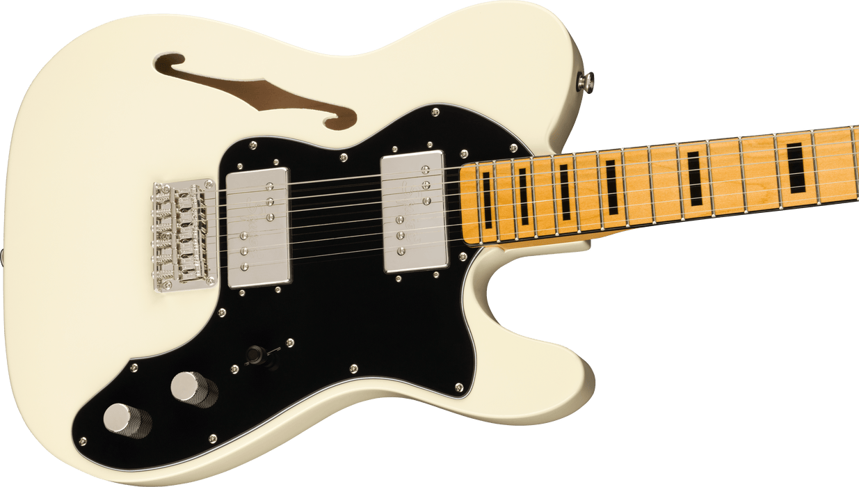 Fender Squier  FSR Classic Vibe '70s Telecaster® Thinline, Maple Fingerboard with Blocks and Binding, Black Pickguard, Olympic White