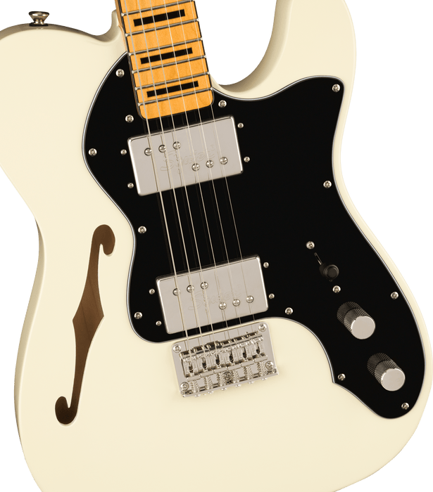 Fender Squier  FSR Classic Vibe '70s Telecaster® Thinline, Maple Fingerboard with Blocks and Binding, Black Pickguard, Olympic White