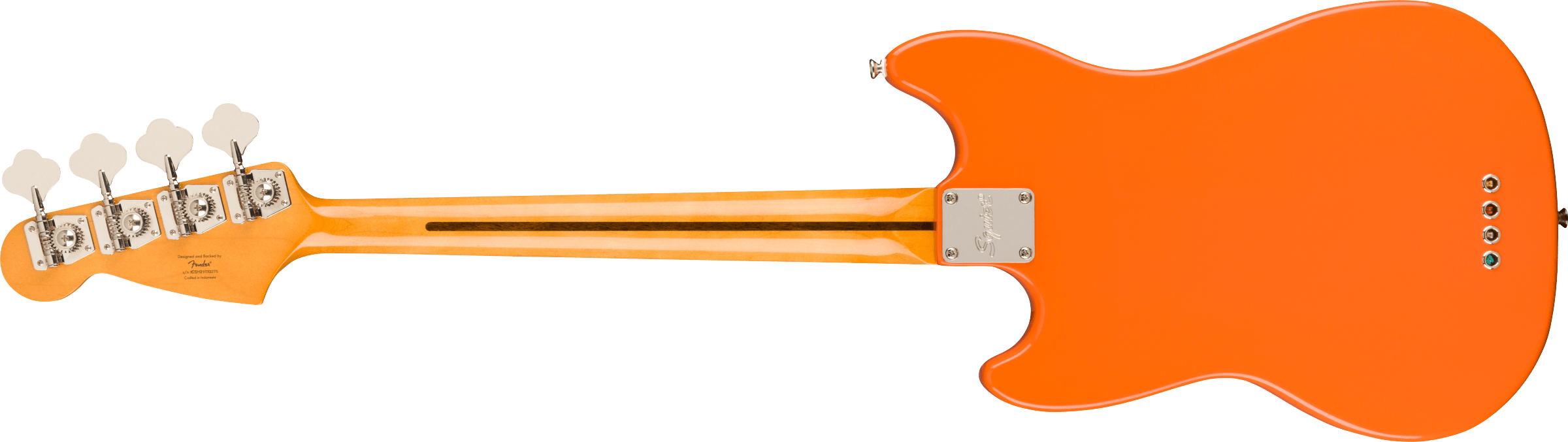 Fender Squier FSR Classic Vibe '60s Competition Mustang® Bass, Laurel Fingerboard, White Pearloid Pickguard, Capri Orange with Dakota Red Stripes