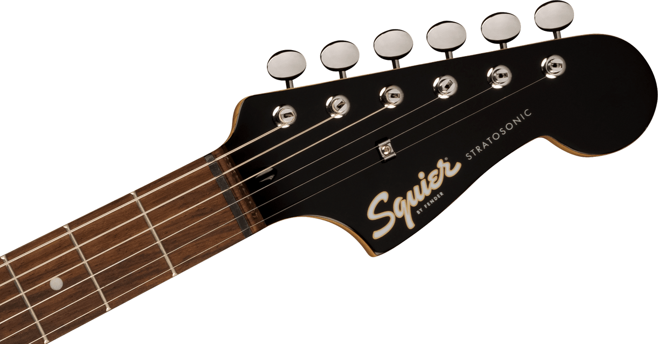 Fender Squier Paranormal Strat-O-Sonic, Laurel Fingerboard, Black Pickguard, Crimson Red Transparent