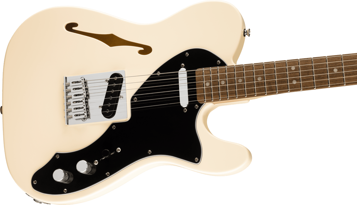 Fender Squier Affinity Series® Telecaster® Thinline, Laurel Fingerboard, Black Pickguard, Olympic White
