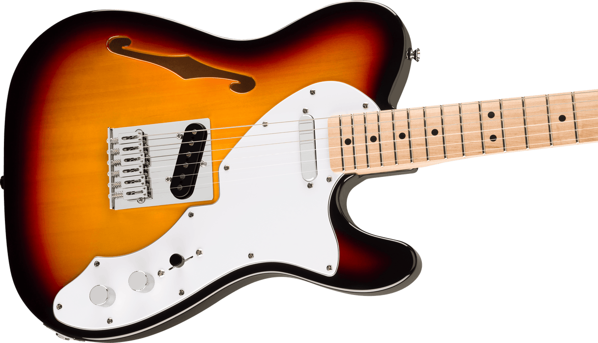 Fender Squier  Affinity Series® Telecaster® Thinline, Maple Fingerboard, White Pickguard, 3-Color Sunburst