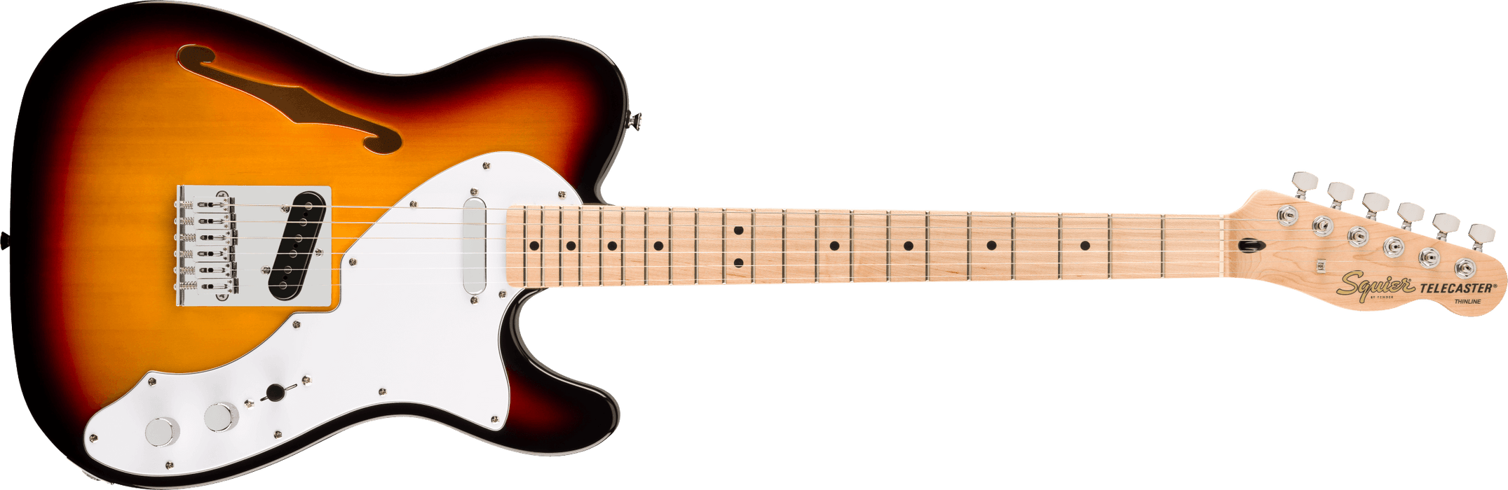 Fender Squier  Affinity Series® Telecaster® Thinline, Maple Fingerboard, White Pickguard, 3-Color Sunburst