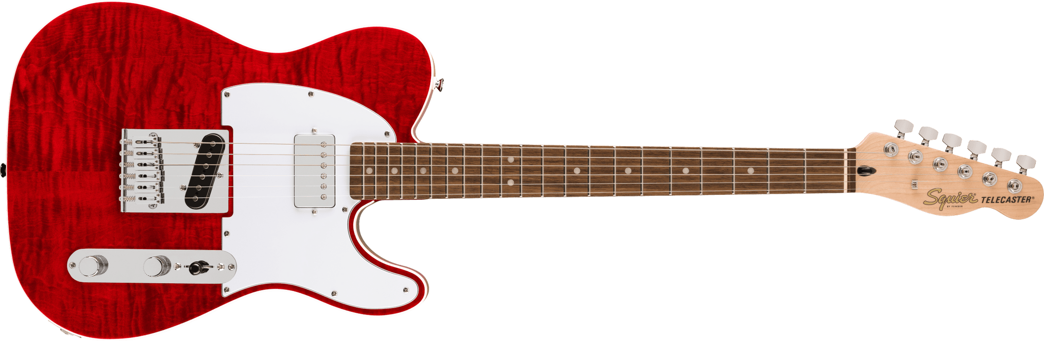 Fender Squier Affinity Series® Telecaster® FMT SH, Laurel Fingerboard, White Pickguard, Crimson Red Transparent