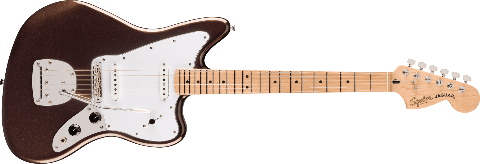 Fender Squier Affinity Series® Jaguar®, Maple Fingerboard, White Pickguard, Mystic Metallic Brown