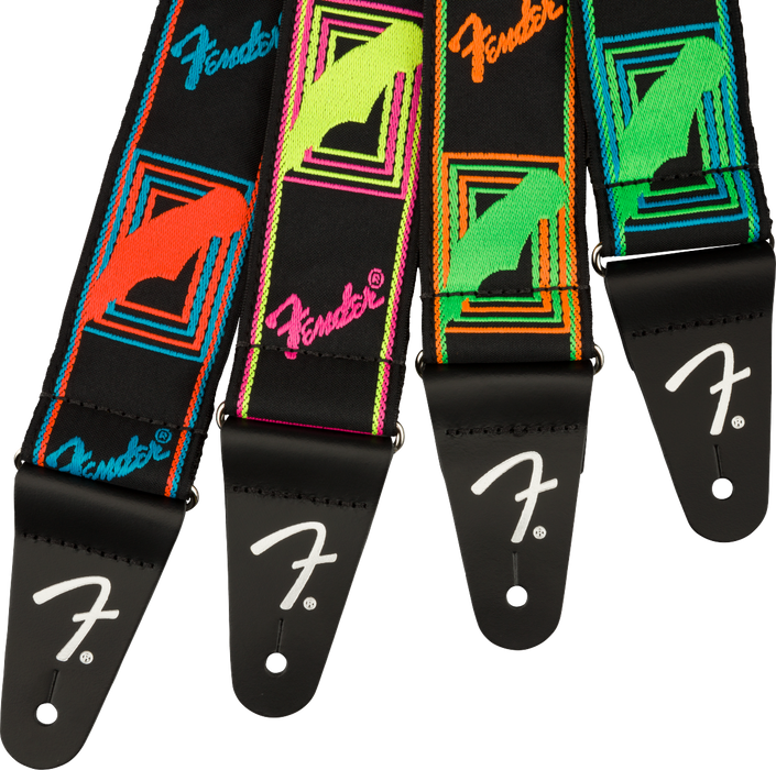 Fender® Neon Monogrammed Strap, Blue and Purple, 2"