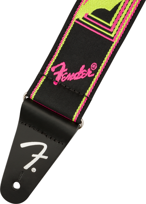 Fender Neon Monogrammed Strap, Pink and Yellow, 2"