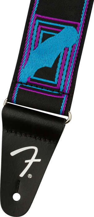 Fender® Neon Monogrammed Strap, Blue and Purple, 2"