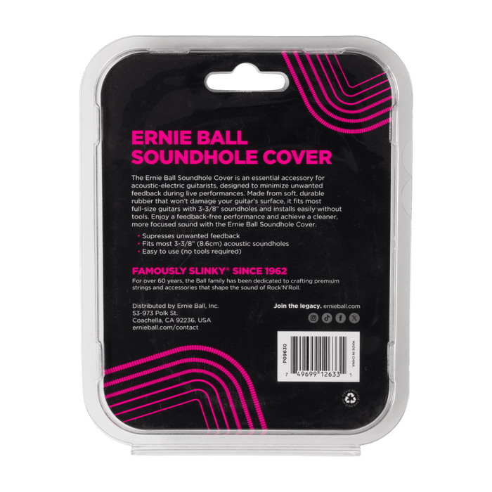 Ernie Ball Black Soundhole Cover 3 3/8 Inch