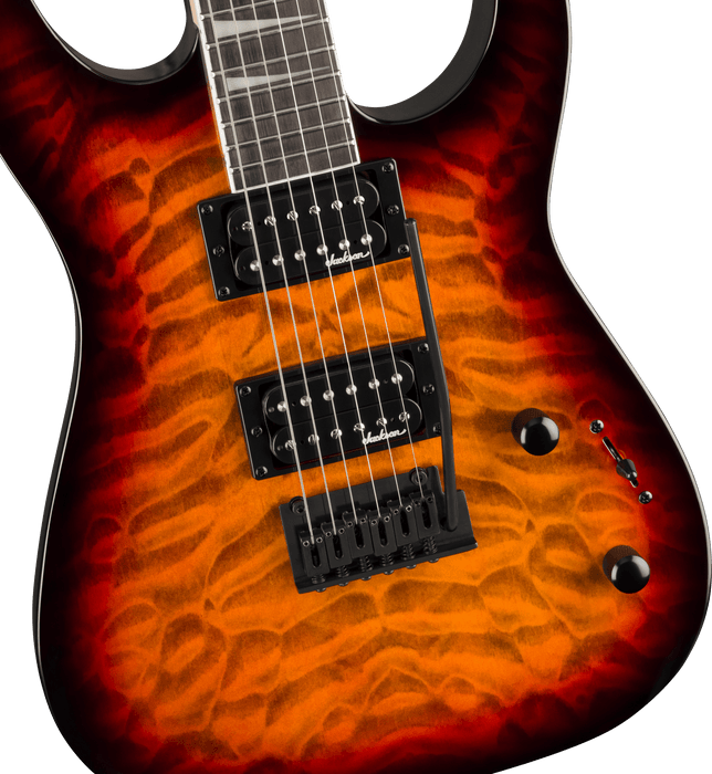 Jackson JS Series Dinky® JS20 DKQ 2PT, Amaranth Fingerboard, Transparent Tobacco Burst