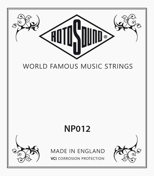 Rotosound .012 Single String for Electric or Acoustic Guitar, Stainless Steel Ball End