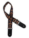 Vintage Jacquard Weave Premium Guitar Strap Cotton/Leather - Black/Blue/Orange - Guitar Warehouse