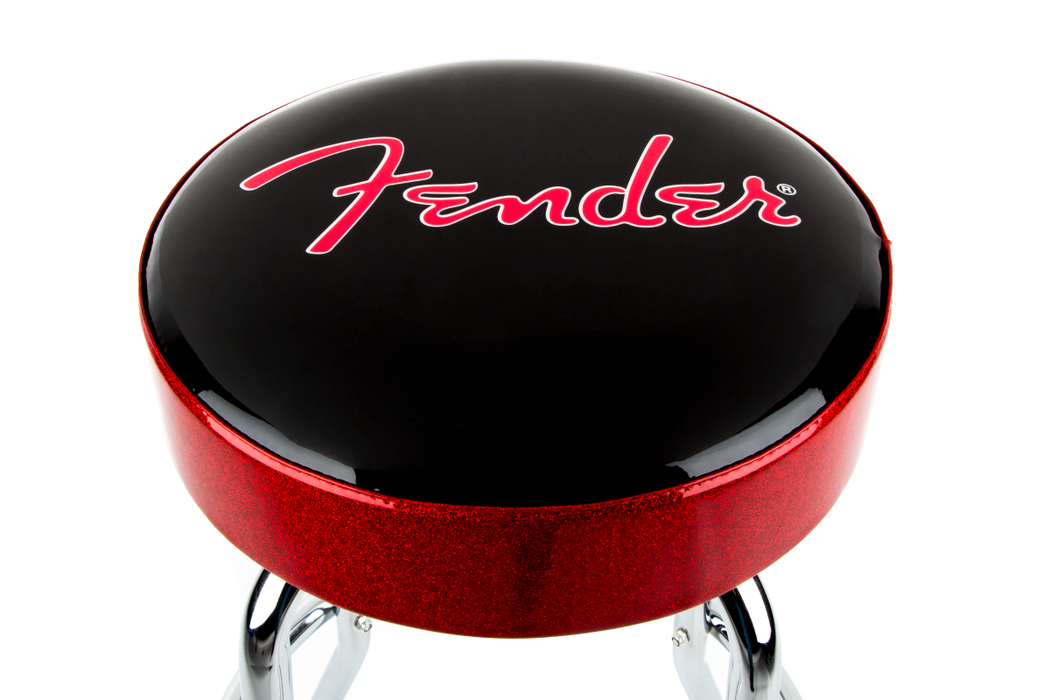 Fender® Red Sparkle Logo Barstool, Black/Red Sparkle 30"