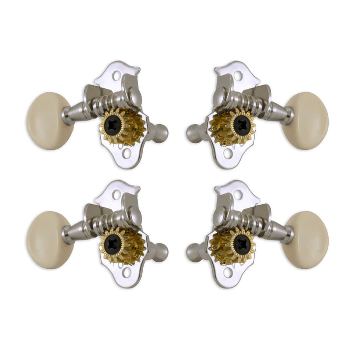 Grover Sta-tite Ukulele Pegs (Set of 4) ~ Chrome ~ White