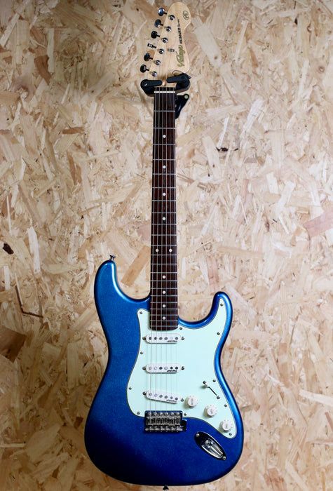 Vintage V6 Reissued Electric Guitar Candy Apple Blue - Pre-Owned
