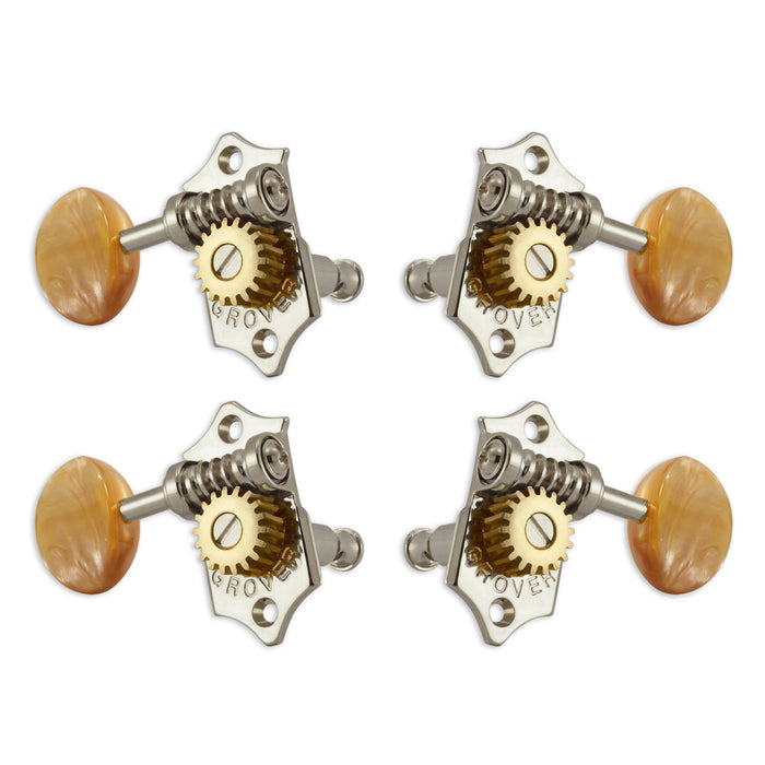 Grover U98 Series Sta-Tite Geared Ukulele Pegs (Set of 4) ~ Nickel ~ Acrylic Buttons