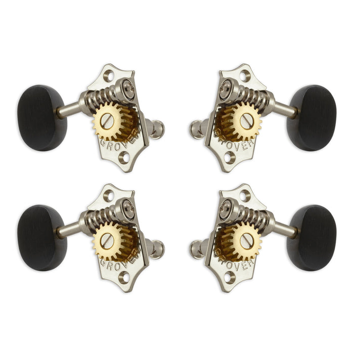 Grover U99 Series Sta-Tite Ukulele Pegs (Set of 4) ~ Nickel ~ Ebony Buttons