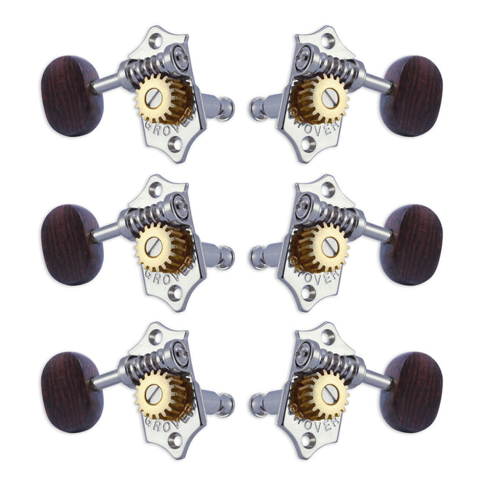 Grover STA-TITE Machineheads ~ 3+3 ~ Vertical ~ Chrome ~ Rosewood Buttons