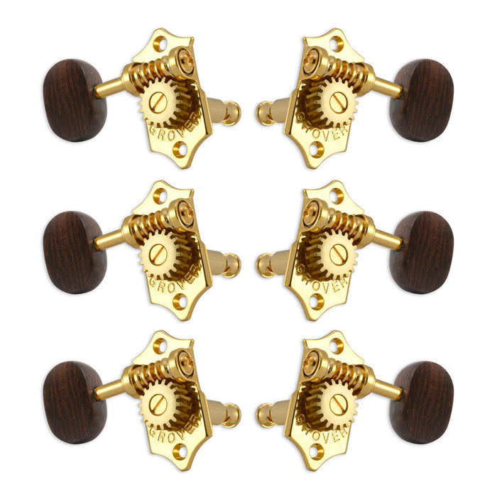 Grover STA-TITE Machineheads ~ 3+3 ~ Vertical ~ Gold ~ Rosewood Buttons