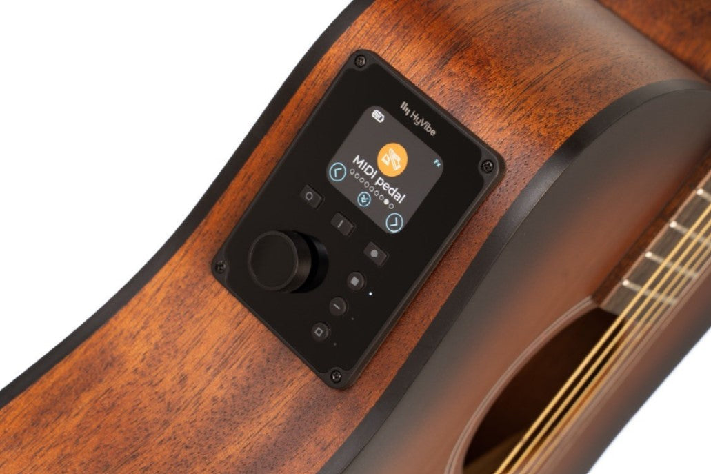 Cort Earth GO - Open Pore Brown Burst Electro Acoustic Guitar - Smart Guitar - Solid Top - 3/4 Size