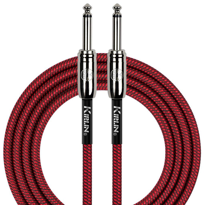 Kirlin 20ft Fabric Cable 1/4" Mono Plug Straight to Straight - Red