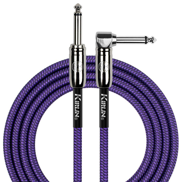 Kirlin 20ft Fabric Cable 1/4" Mono Plug Straight to Angle - Purple