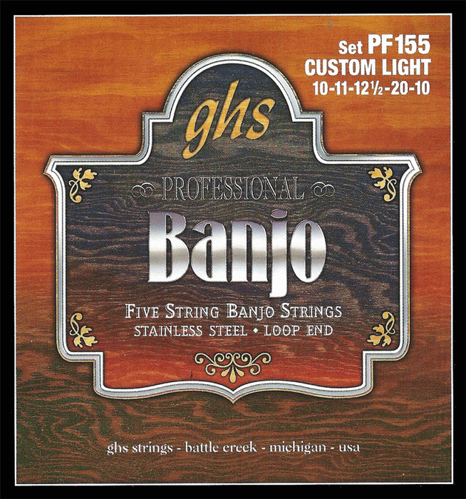 GHS 5-String Banjo Stainless Steel Strings - Custom Light